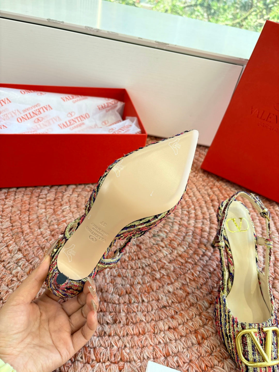 VLogo Signature Slingback 80mm Black Tweed 702208