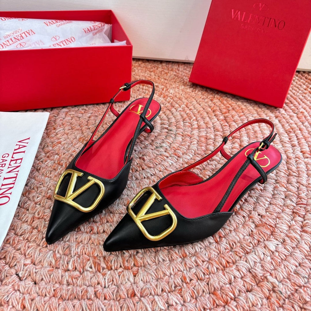 VLogo Signature Slingback 40mm Black Sheepskin 702217