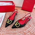 VLogo Signature Slingback 40mm Black Sheepskin 702217