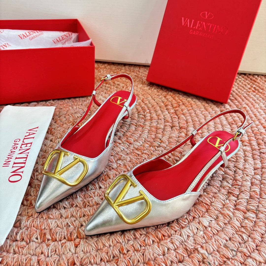 VLogo Signature Slingback 40mm Sliver Sheepskin 702219