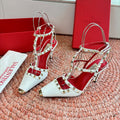 Valentino Rockstud Kidskin Pump 100mm White Sheepskin 702223