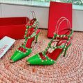 Valentino Rockstud Kidskin Pump 100mm Green Sheepskin 702226