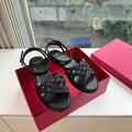 VLTN Bribri Espadrille Sandals Black Raffia Leather 933617