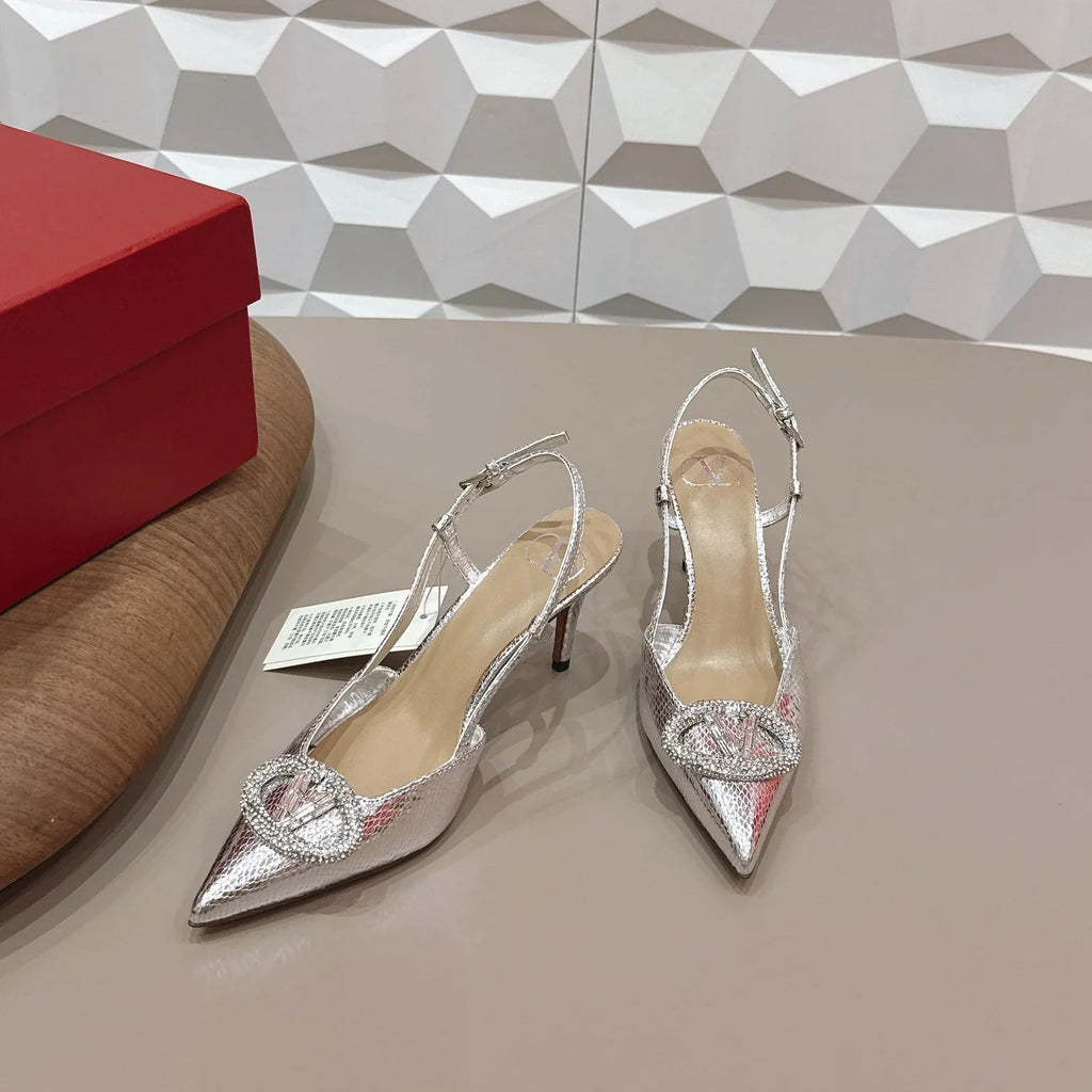 VT 26s Slingback 80 Silver Metallic Snake Skin 613588
