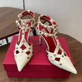 VT Studdy Pumps 95mm White Red Leather 624358