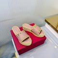 VT 26s Espadrille Slides 5cm Dusty Pink Leather 714908