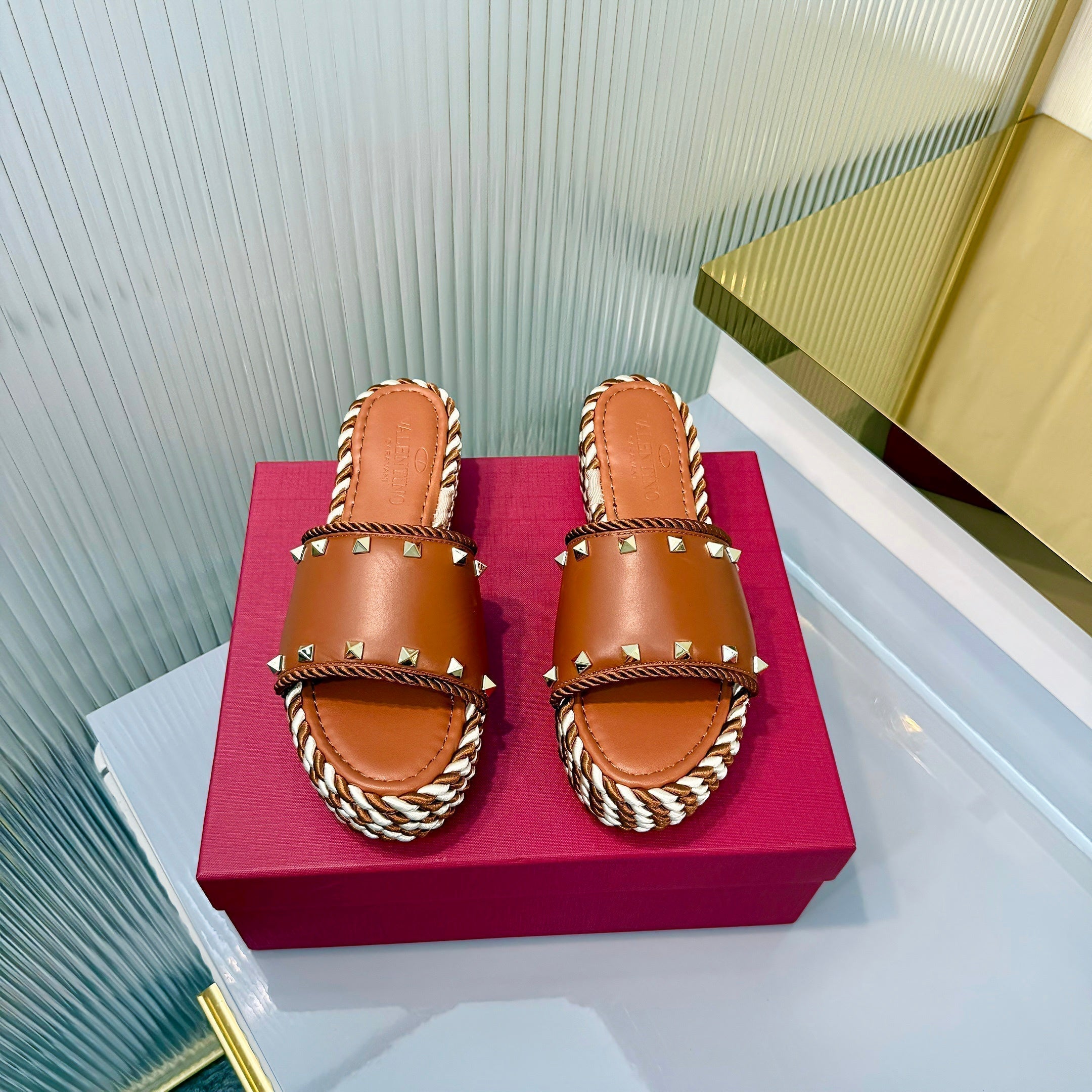 VT 26s Espadrille Slides 5cm Brown Sheepskin714910