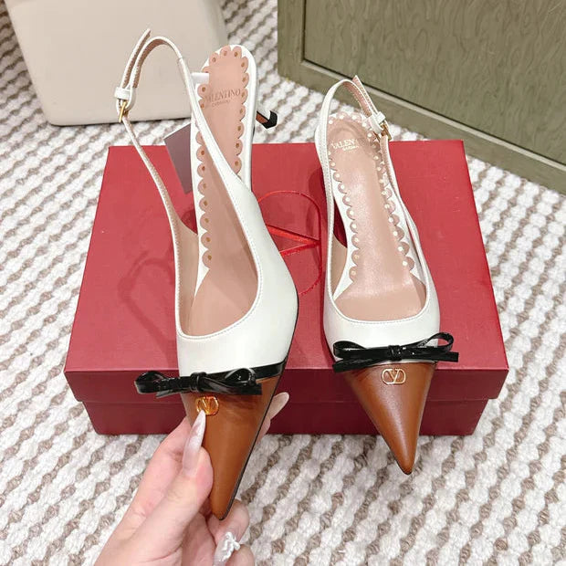 VT 26s Slingback 45 White Brown Calfskin 612239