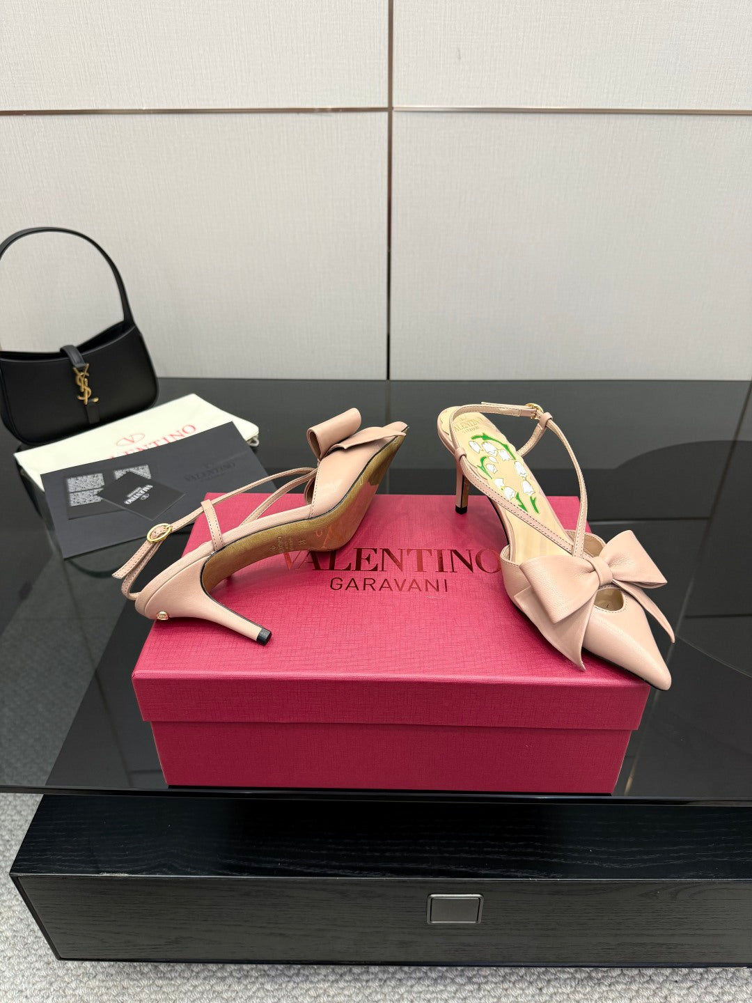 VT Bowow Slingback Pumps 85mm Pink Leather