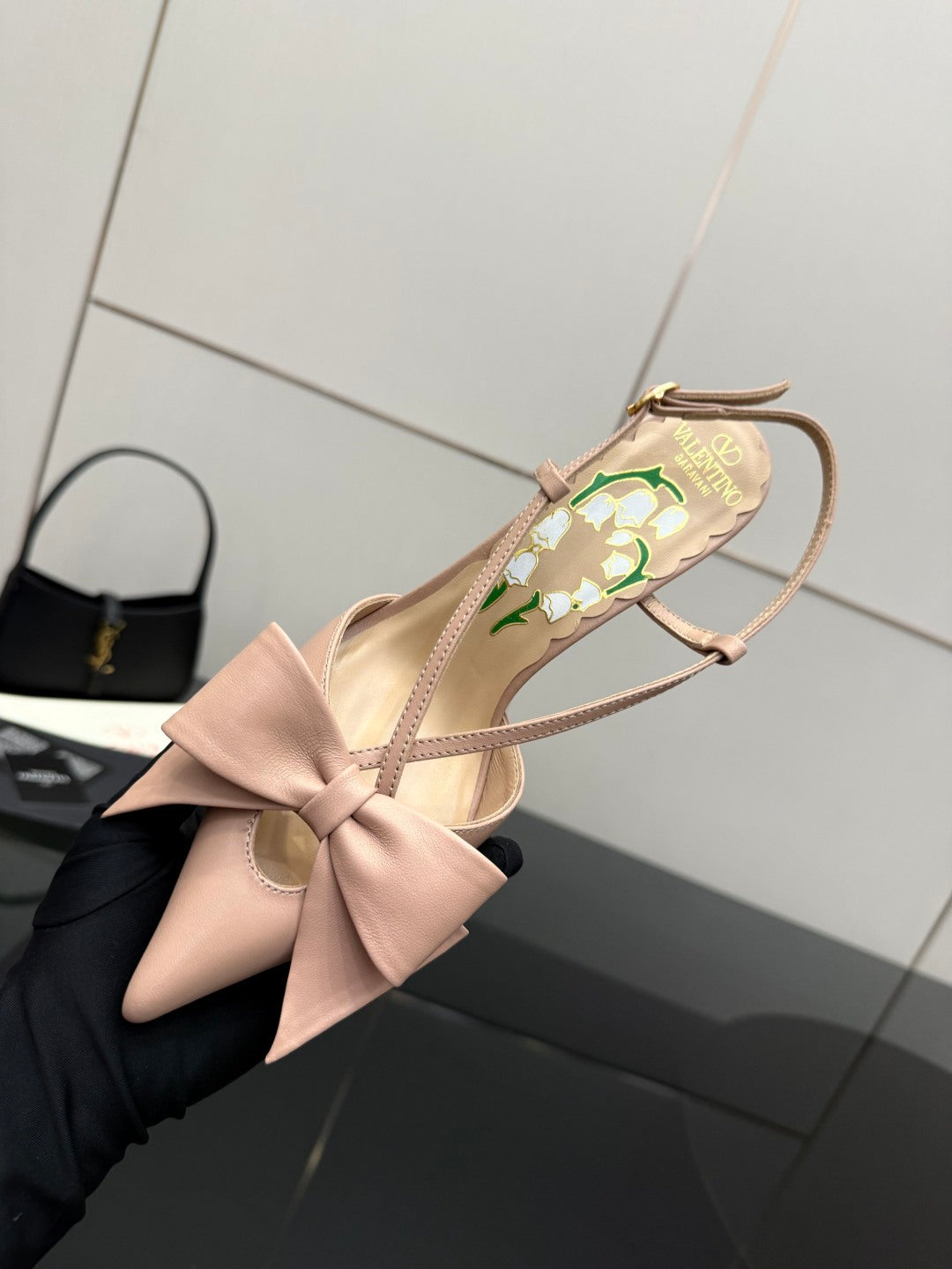 VT Bowow Slingback Pumps 85mm Pink Leather