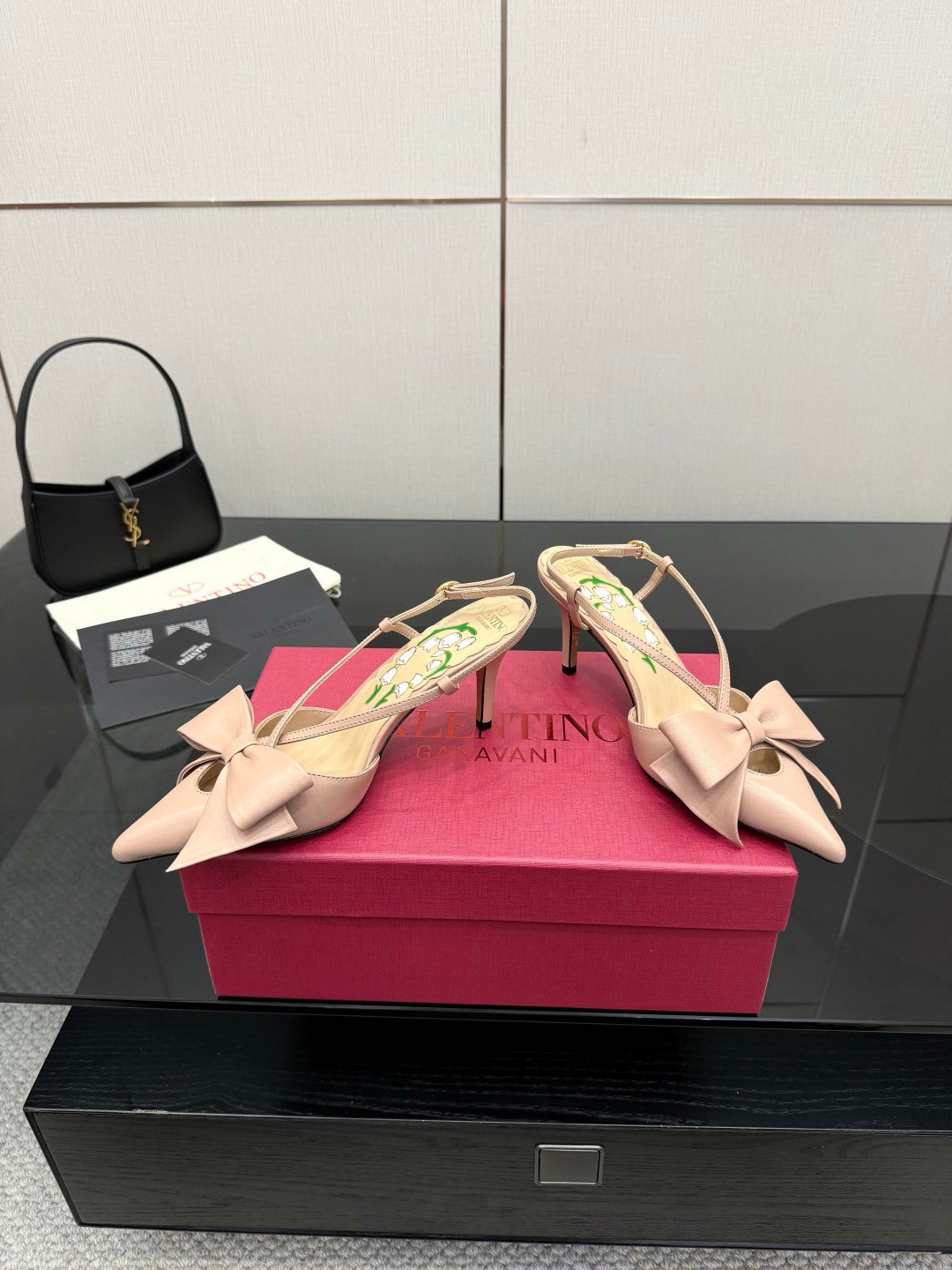 VT Bowow Slingback Pumps 85mm Pink Leather