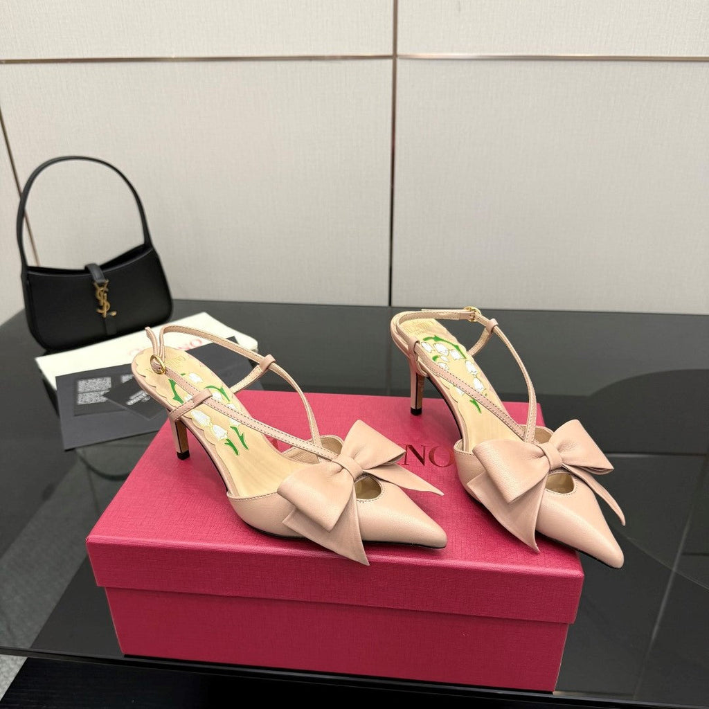 VT Bowow Slingback Pumps 85mm Pink Leather