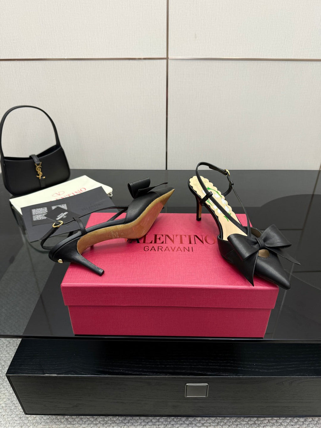 VT Bowow Slingback Pumps 85mm Black Leather