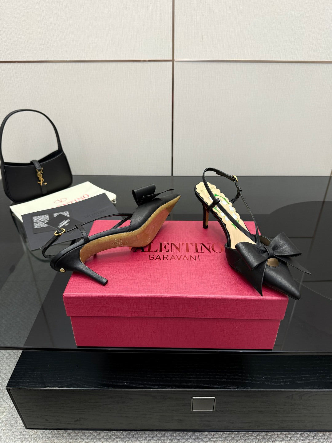 VT Bowow Slingback Pumps 85mm Black Leather