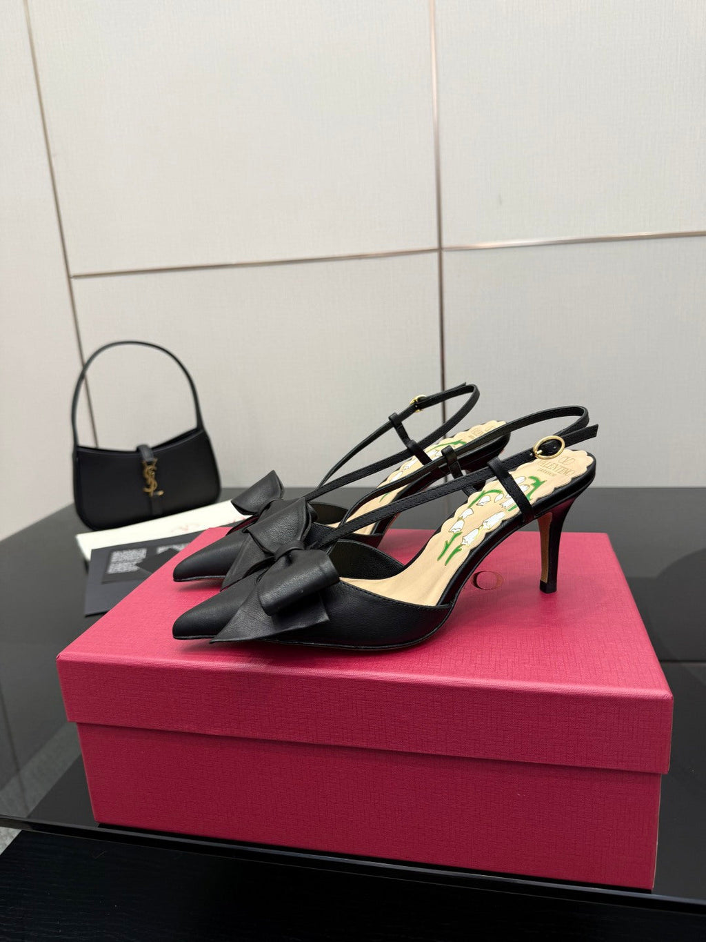 VT Bowow Slingback Pumps 85mm Black Leather