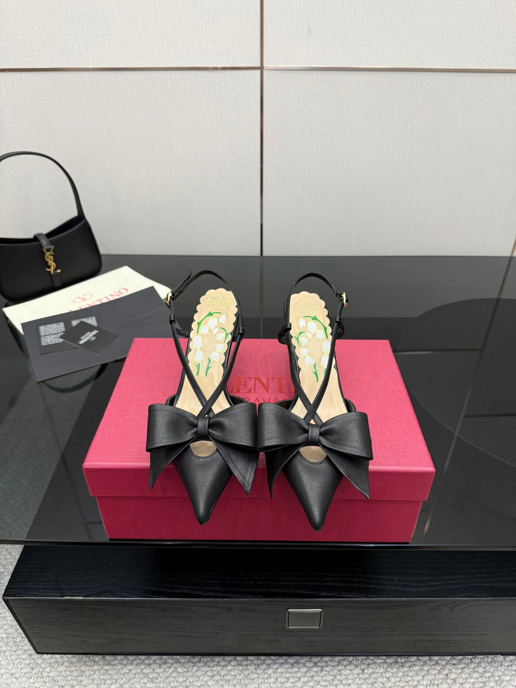 VT Bowow Slingback Pumps 85mm Black Leather