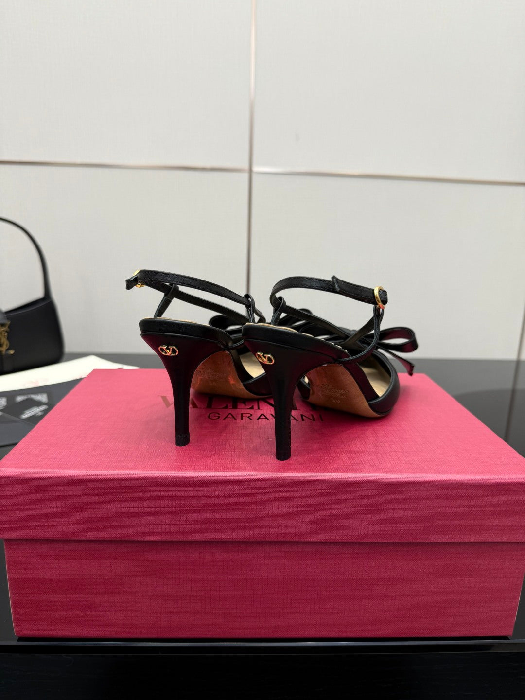 VT Bowow Slingback Pumps 85mm Black Leather