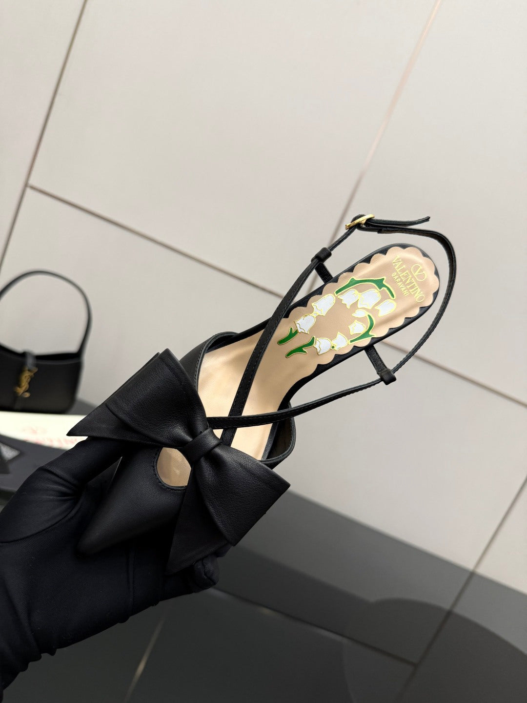 VT Bowow Slingback Pumps 85mm Black Leather