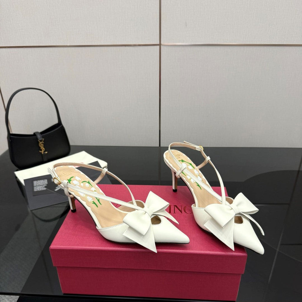 VT Bowow Slingback Pumps 85mm Ivory Leather