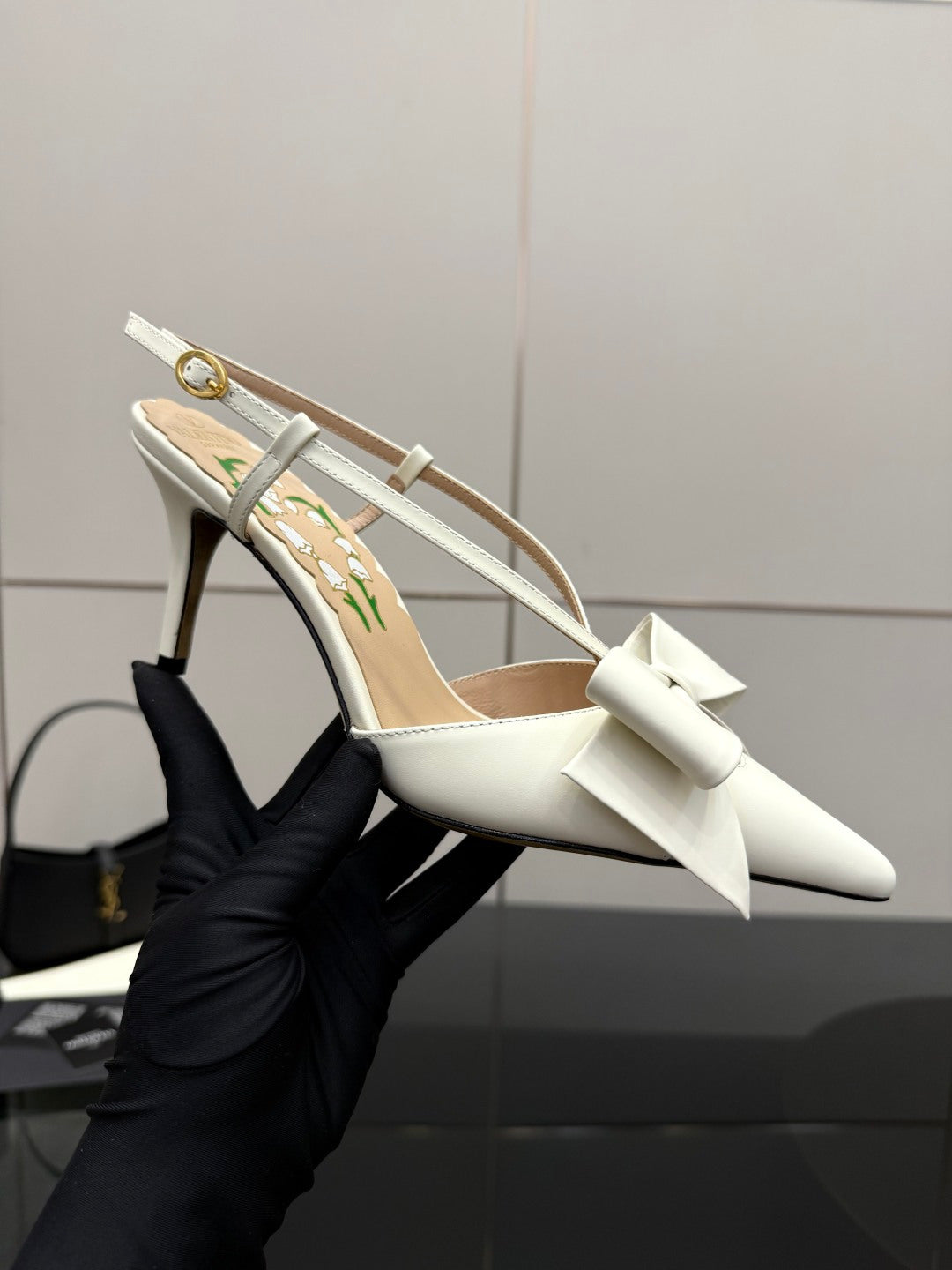 VT Bowow Slingback Pumps 85mm Ivory Leather