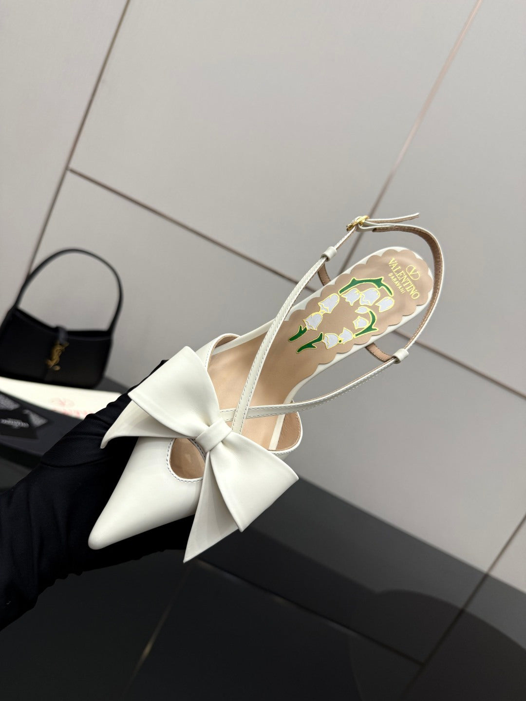 VT Bowow Slingback Pumps 85mm Ivory Leather