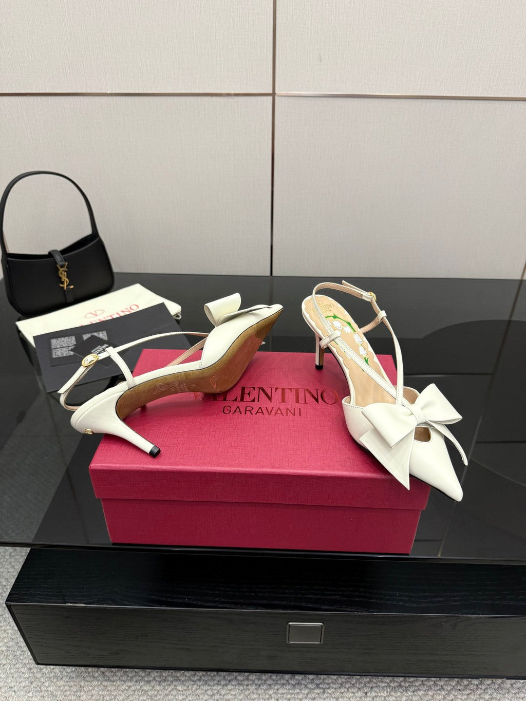 VT Bowow Slingback Pumps 85mm Ivory Leather