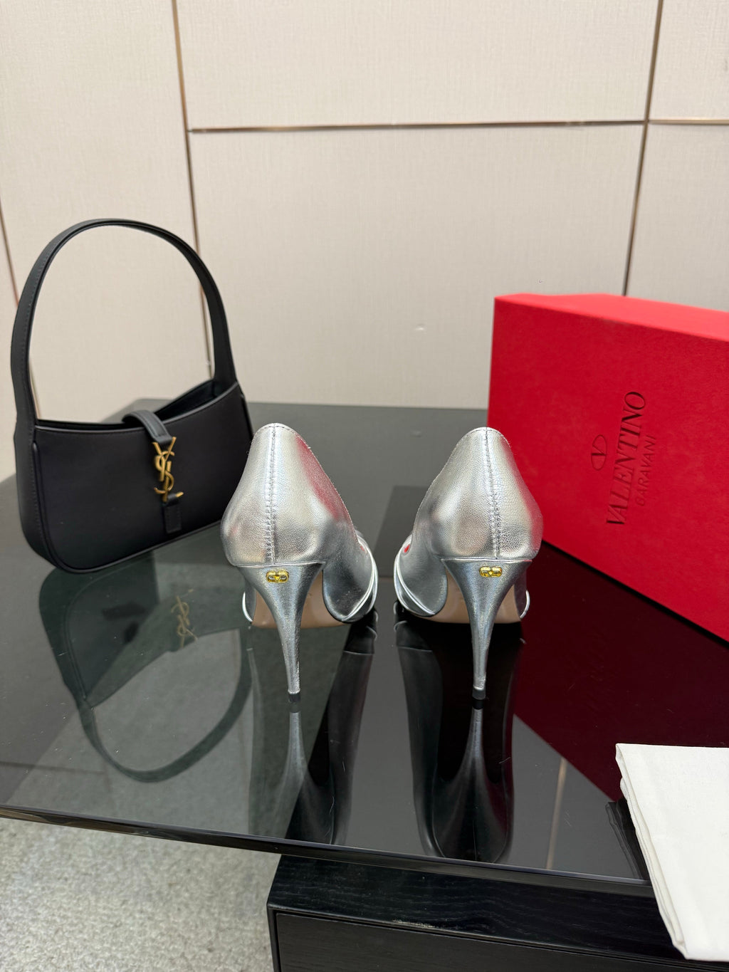 VT Panthea Pumps 105Mm Metallic Silver Goatskin 630180
