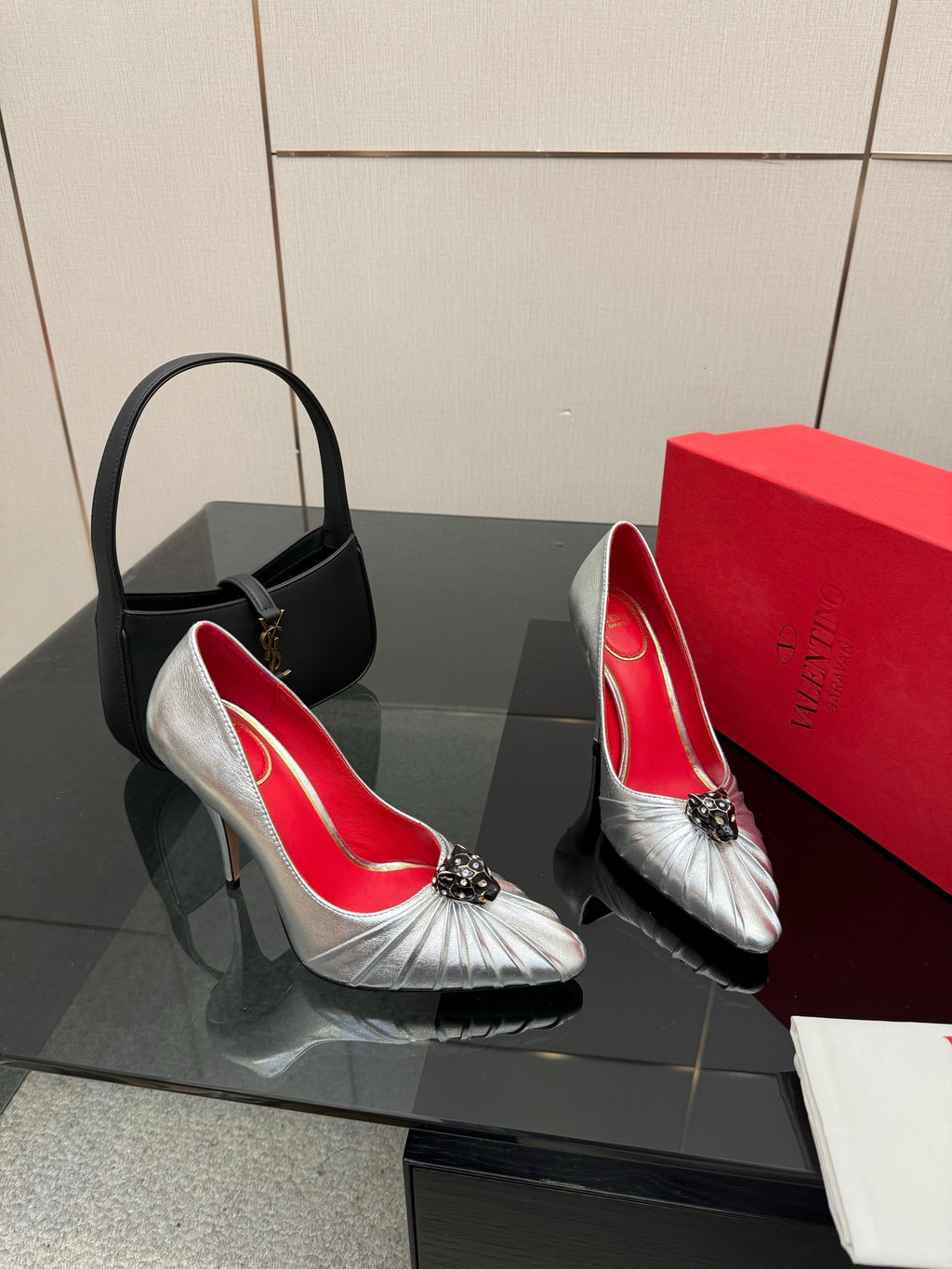 VT Panthea Pumps 105Mm Metallic Silver Goatskin 630180