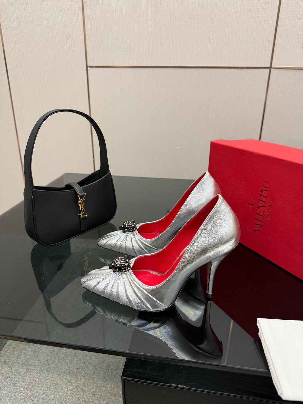 VT Panthea Pumps 105Mm Metallic Silver Goatskin 630180