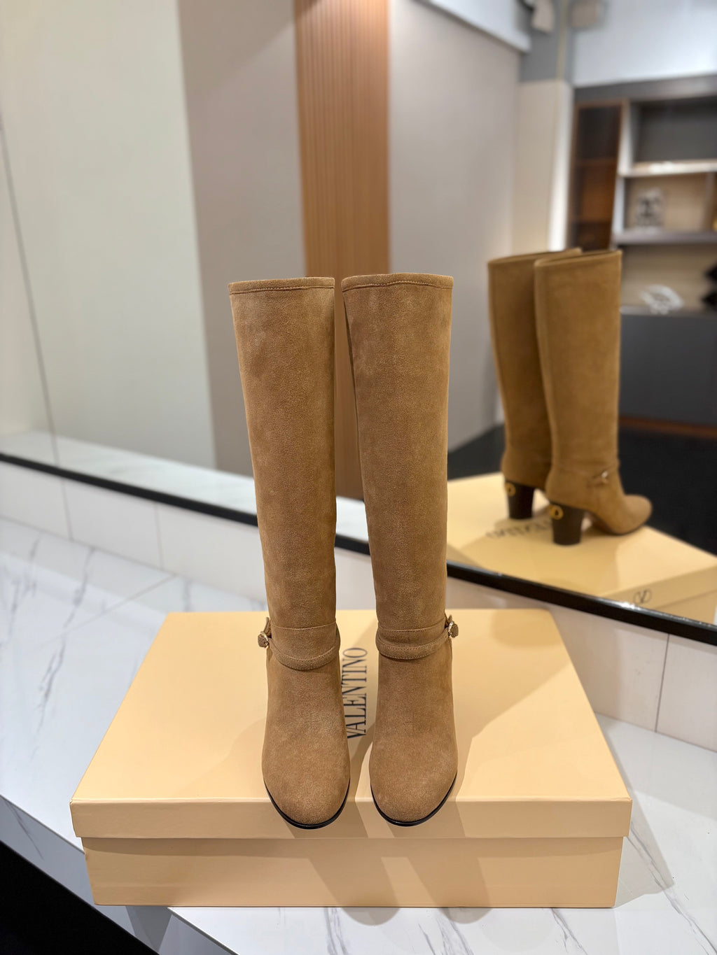 Valentino 2025 Pattie High Boot Tan Suede 560738
