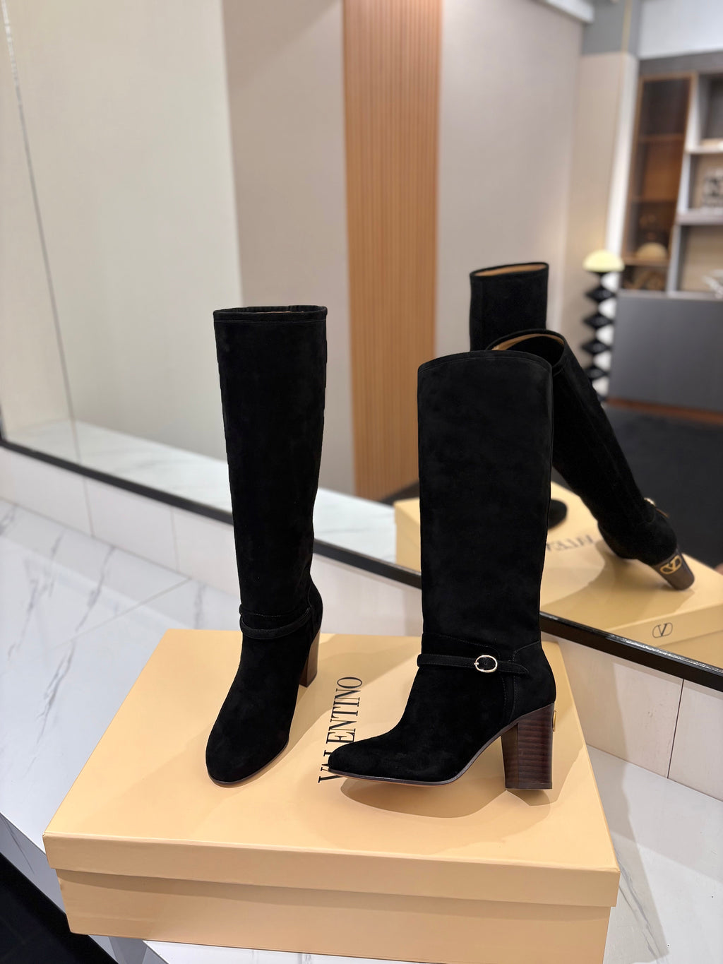 Valentino 2025 Pattie High Boot Black Suede 560740