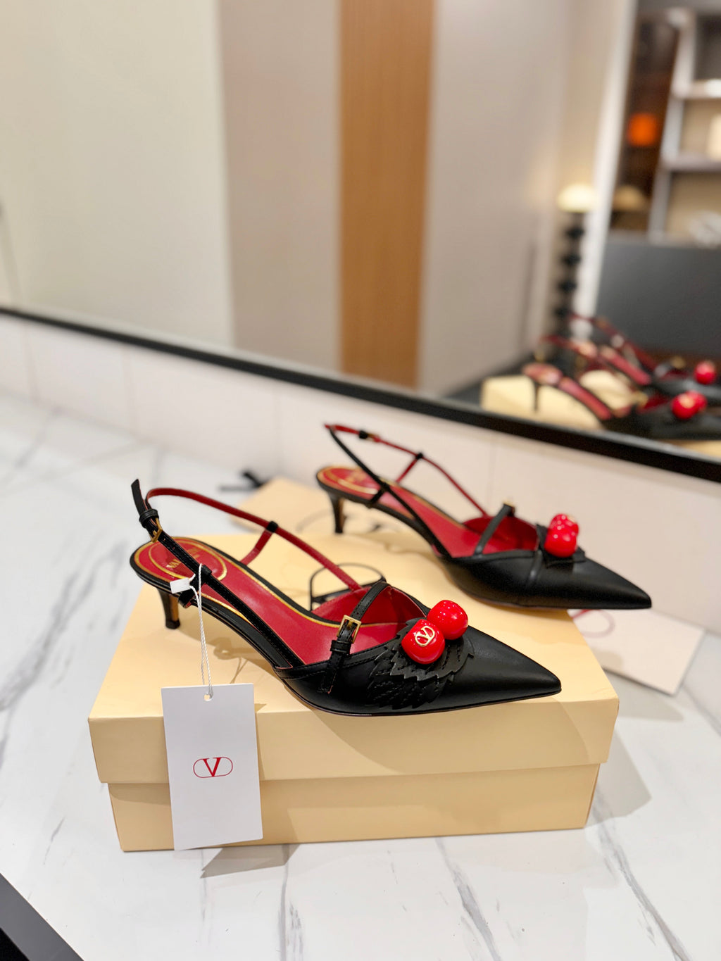 VT Cherryfic Slingback 5cm Black Leather 666317