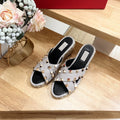 Rockstud Crisscross Espadrilles 80mm Sandal Wedges Ivory