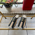 VLogo Signature Striped Espadrille Mules Beige Black Raffia 692191