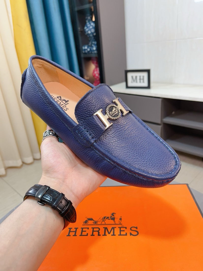 HM Men's Loafer Navy Blue Cowhide 521945