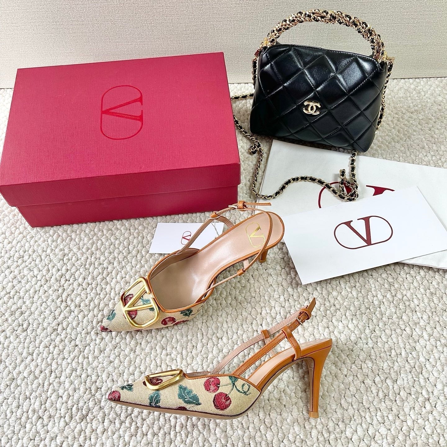 Vlogo Signature Slingback Pumps In Cherryfic Pattern 80mm 310518