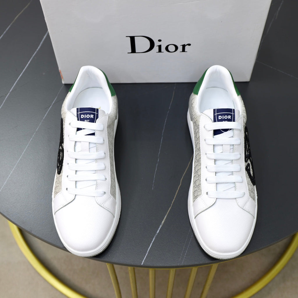 CD LOW TOP BASIC SNEAKER WHITE CALFSKIN AND JACQUARD