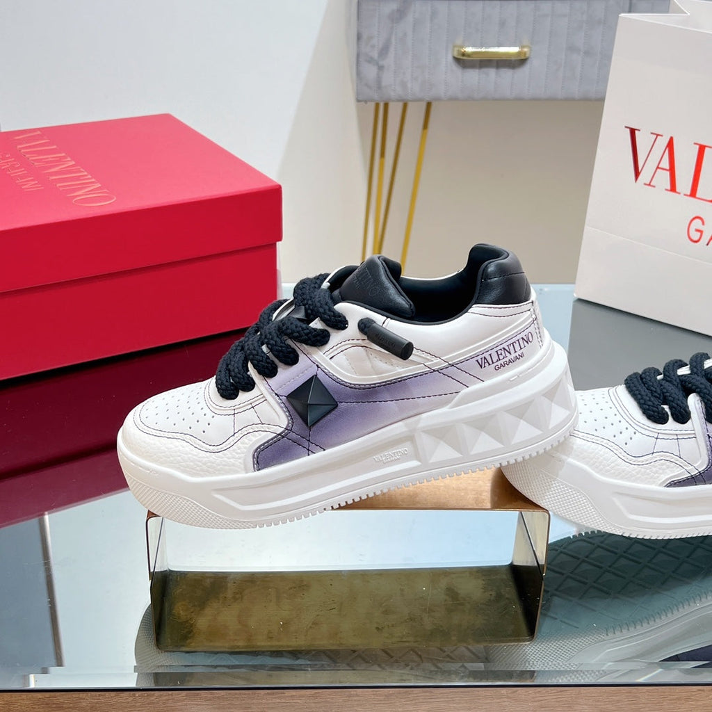 VT 2025 Garavani Sneakers White Black Purple Cowhide 546974