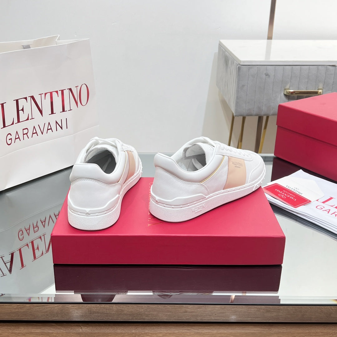 Valentino 25s Upvillage Sneakers In White Mix Beige Lambskin