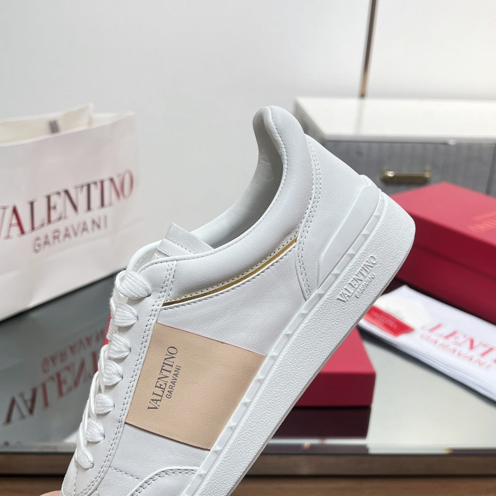 Valentino 25s Upvillage Sneakers In White Mix Beige Lambskin