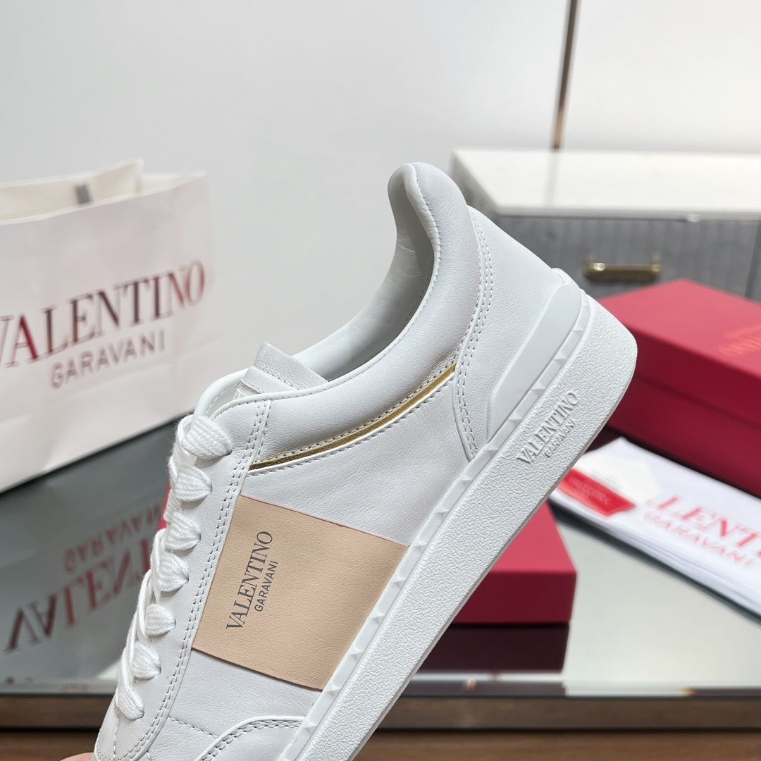 Valentino 25s Upvillage Sneakers In White Mix Beige Lambskin