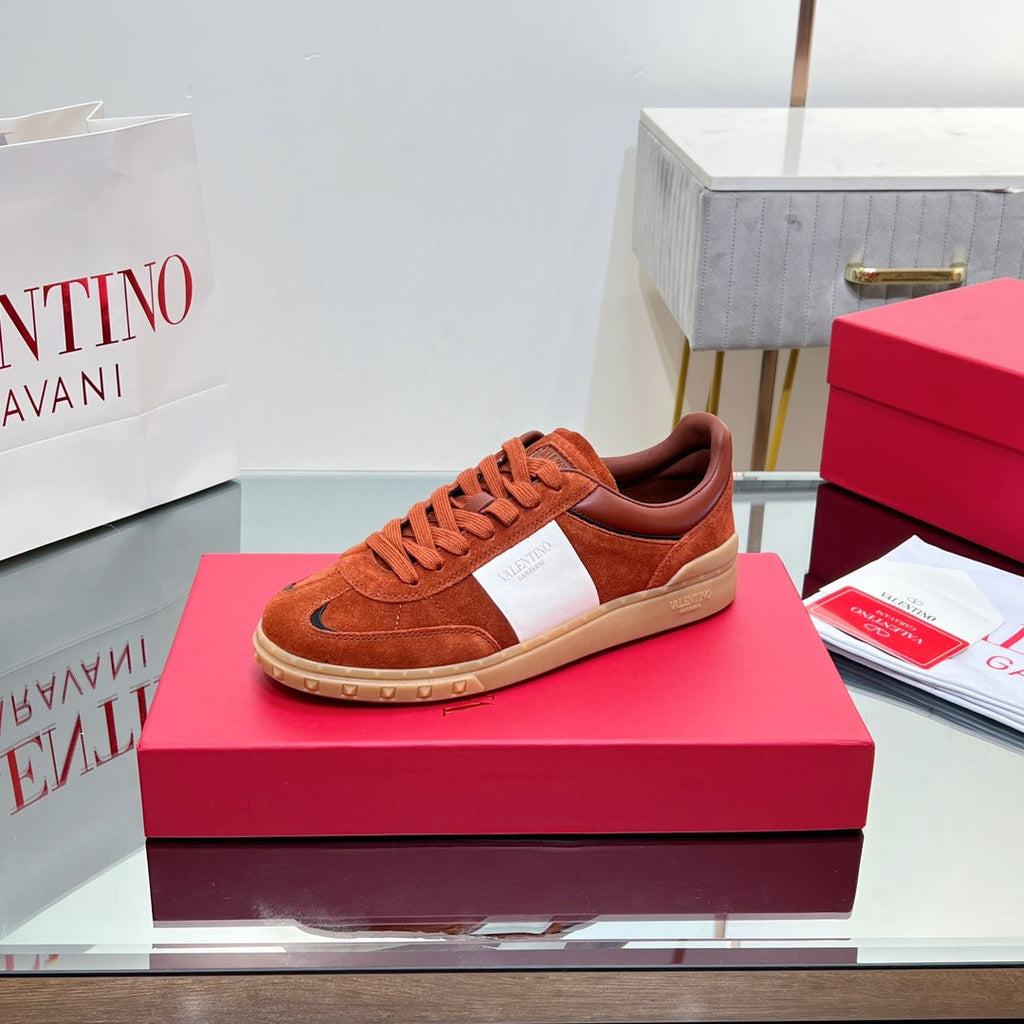 VL 25s Upvillage Sneakers In White Mix Dark Orange Suede