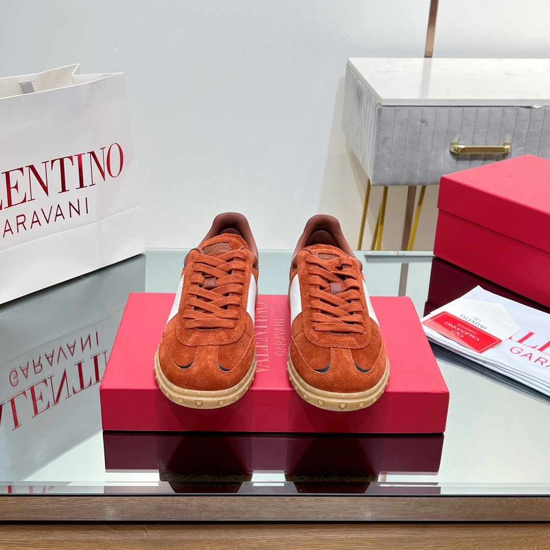 VL 25s Upvillage Sneakers In White Mix Dark Orange Suede