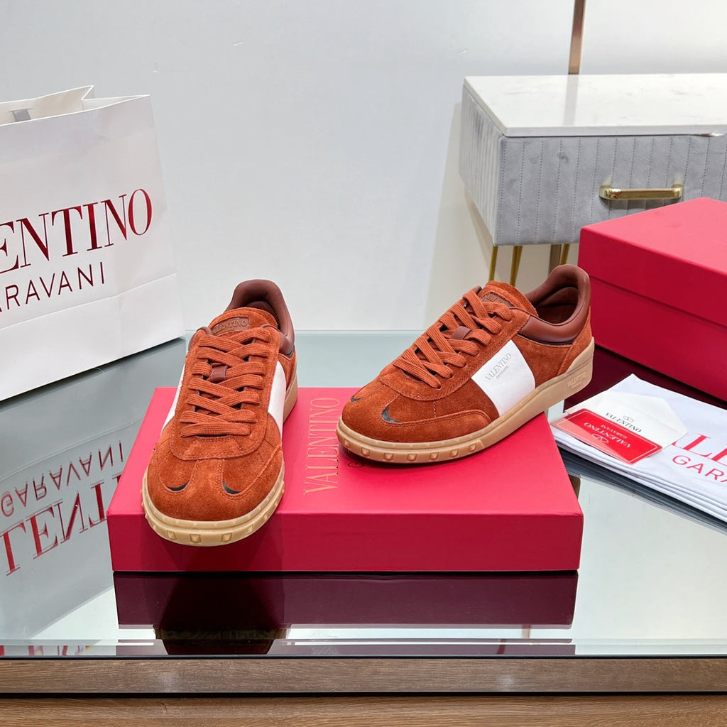 VL 25s Upvillage Sneakers In White Mix Dark Orange Suede