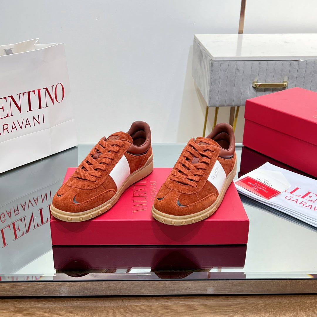 VL 25s Upvillage Sneakers In White Mix Dark Orange Suede