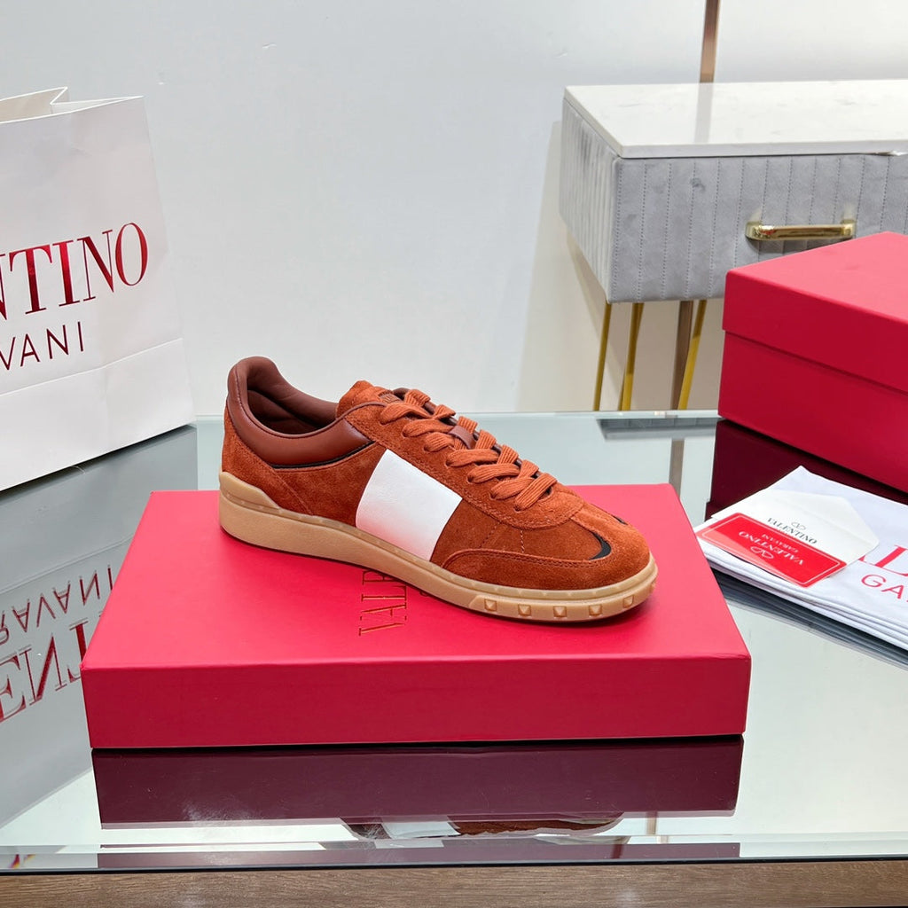 VL 25s Upvillage Sneakers In White Mix Dark Orange Suede
