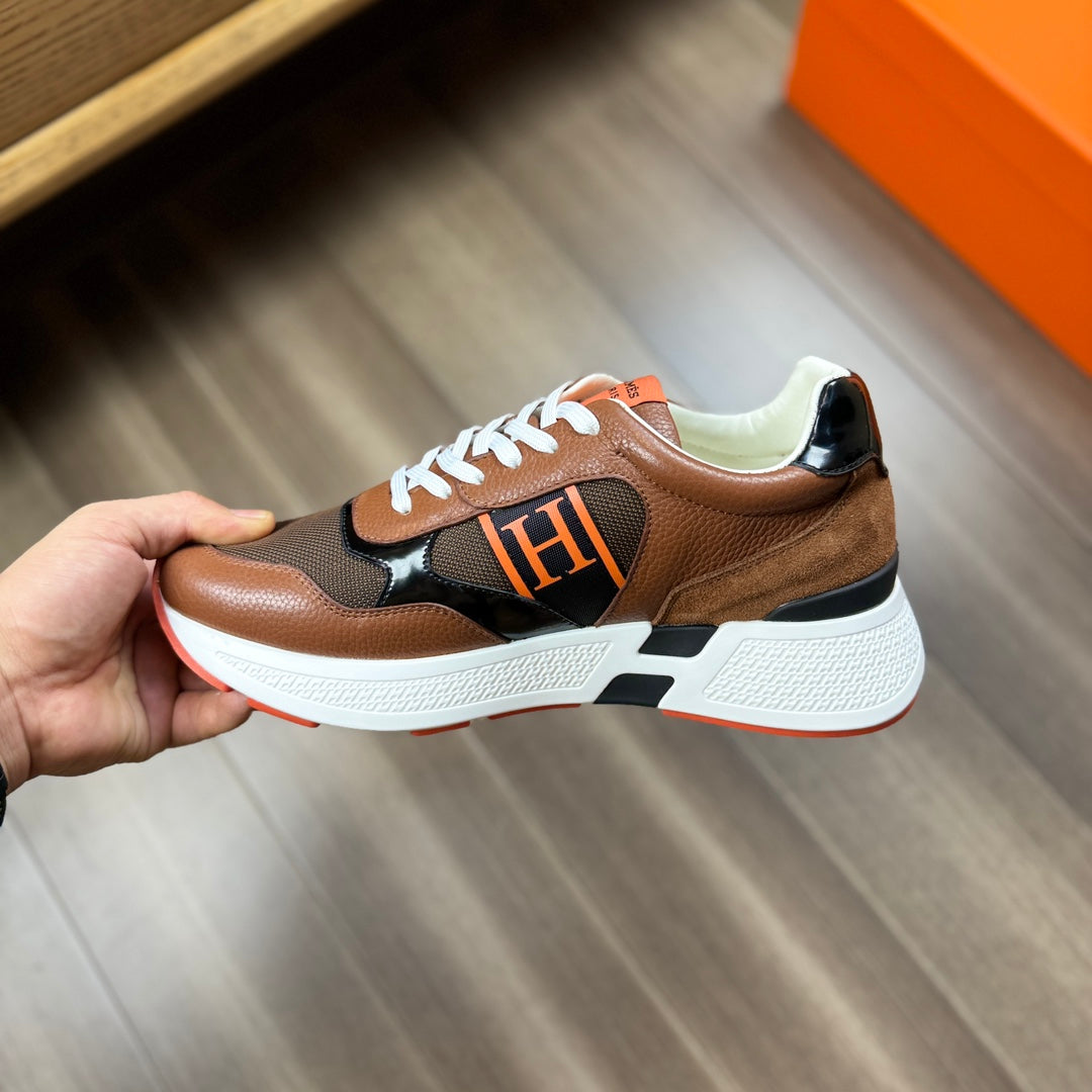 HM THICK - SOLE SNEAKER BROWN MESH FABRIC