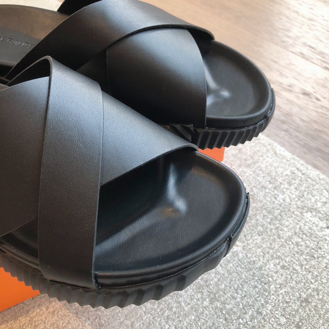HM INFRA SANDAL BLACK CALFSKIN