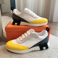 HM Men's 25 Bouncing Sneaker White Yellow Mesh Cowhide 639249