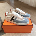 HM BOOMERANG SNEAKER STONE SUEDE AND WHITE CALFSKIN
